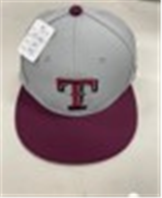 BASEBALL CAP -Grey with Maroon Brim T -Size S